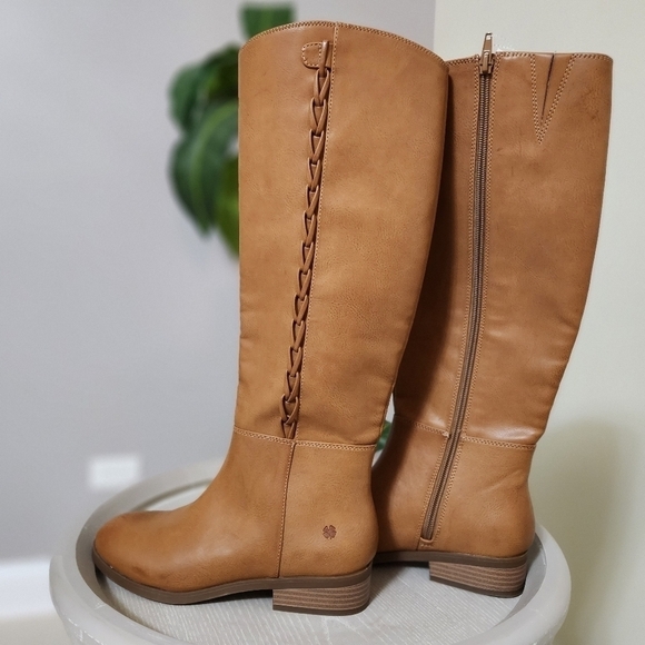 NEW Lucky Brand loop stitch detail Boots Women's Brown 6 - Picture 1 of 6